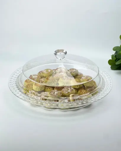 [02-992] Vague Acrylic Dessert Serving Set Round Clear L