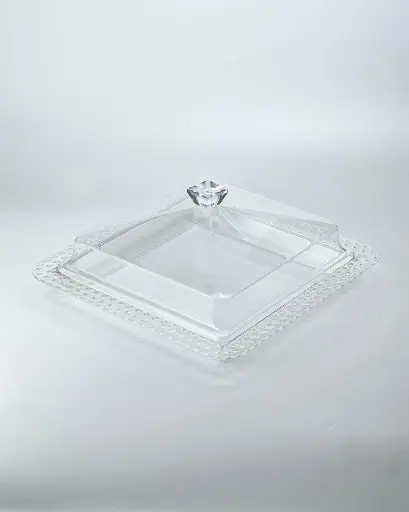 [02-996] Vague Acrylic Dessert Serving Set Square Clear M