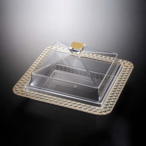[02-996G] Vague Acrylic Dessert Serving Set Square M