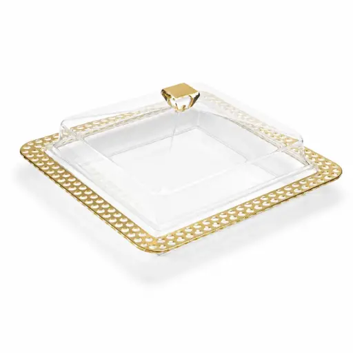 [02-996G] Vague Acrylic Dessert Serving Set Square M