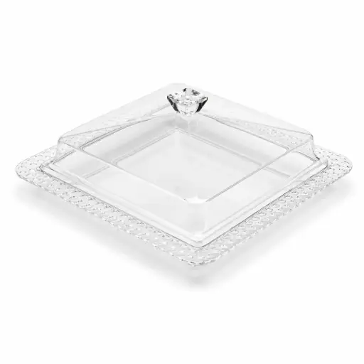 [02-997] Vague Acrylic Dessert Serving Set Square Clear S