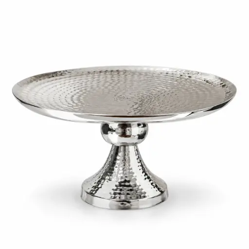 [05-014S] Vague Round Cake Stand Stainless Steel Shiny Finish 36 cm India