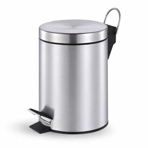 [13-1748] Vague 5 Liter Stainless Steel Pedal Bin Matt Finish Dia 20.5 x 27.5 cm