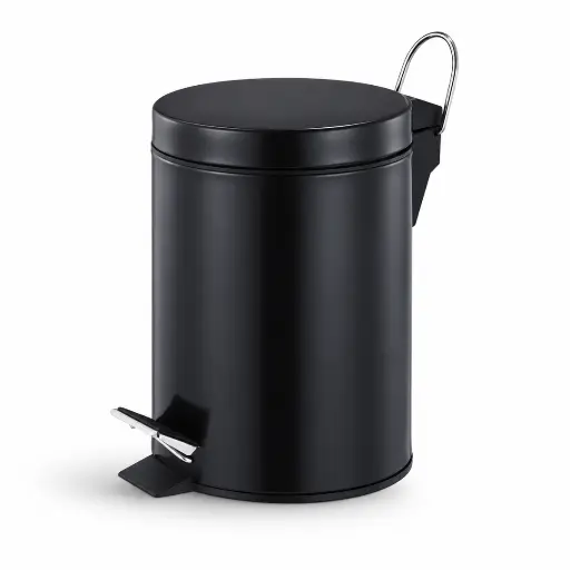 [13-1753] Vague 7 Liter Stainless Steel Pedal Bin Black Finish Dia 20.5 x 30.5 cm