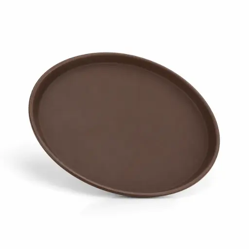 [13-003] Vague Non Slip Plastic Slip Tray Brown Round 45 cm