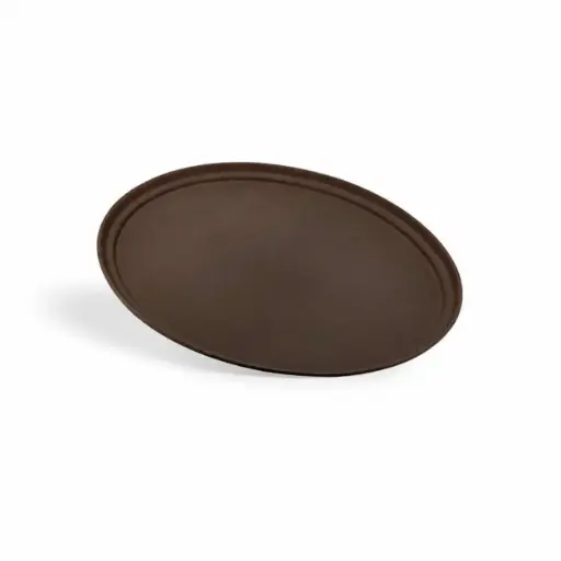 [13-008] Vague Non Slip Plastic Slip Tray Oval Brown 56 cm x 68 cm