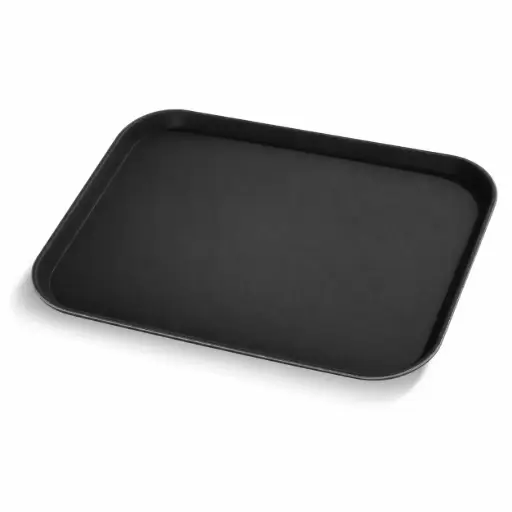 [13-014BK] Vague Non Slip Plastic Slip Tray Rectangular Black 35 cm x 45 cm
