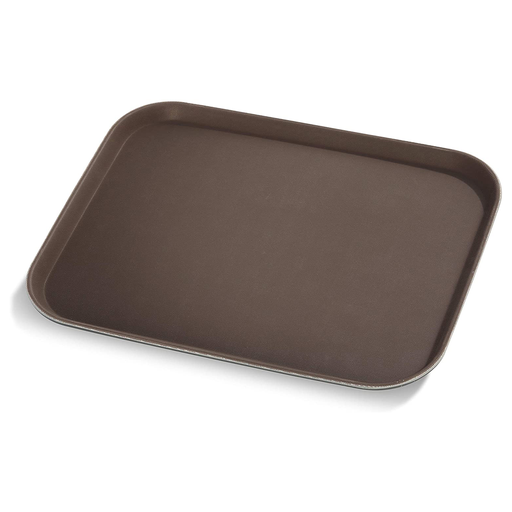 [13-099] Vague Non Slip Plastic Slip Tray Rectangular Brown 28 cm x 35 cm