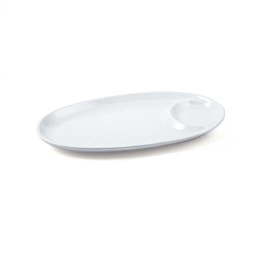 [36-461] Vague Melamine Oval Platter with Sauce Hole 24 cm