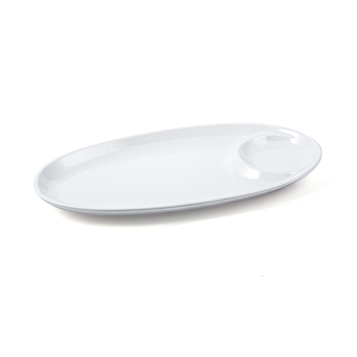 [36-462] Vague Melamine Oval Platter with Sauce Hole 28 cm