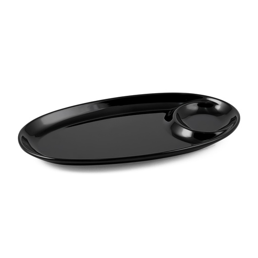 [36-463B] Vague Melamine Oval Platter with Sauce Hole 30 cm