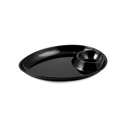 [36-464B] Vague Melamine Triangle Platter with Sauce Hole 25 cm