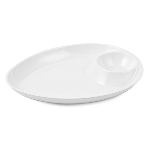 [36-465] Vague Melamine Triangle Platter with Sauce Hole 30 cm