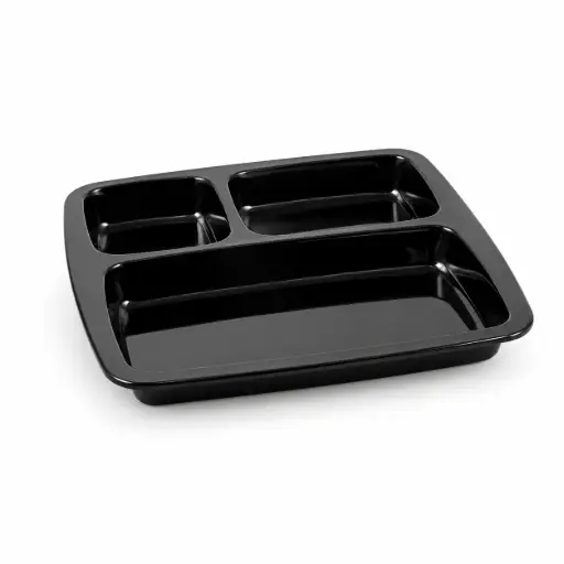 [36-467B] Vague Melamine Square 3 Compartment Divided Platter 25 cm