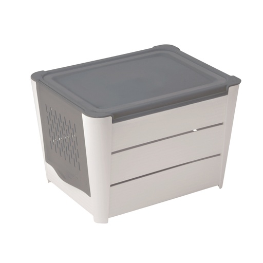 [SN-090] سلة حفظ بصل و خضروات باللون الأبيض والرمادي 3 كج من سنيبس