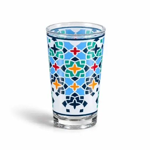 [04-595] Vague Moroccan Classic Green Lattice 6 Pcs Tea Glass Set 120 ml
